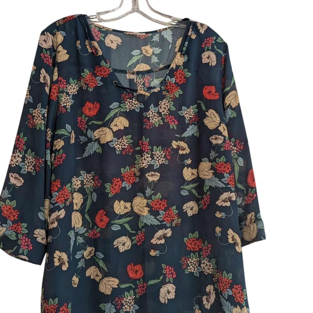 Maurices Floral Print Navy Blouse